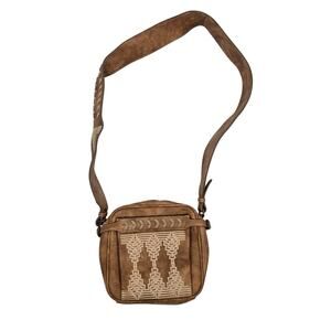 Catchfly Boho Embroidered Crossbody Bag Leather Purse Square Aztec Southwestern